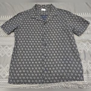 Akashi-kama Camp Collar Shirt In Asanoha Indigo Size Large